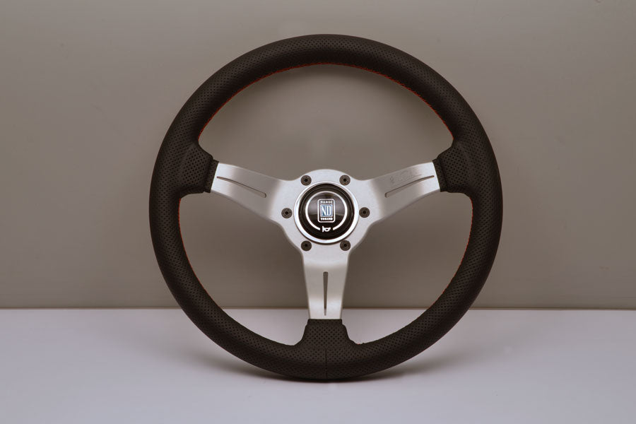 Nardi Deep Corn Steering Wheel / 330mm Medium Dish / Leather / Silver